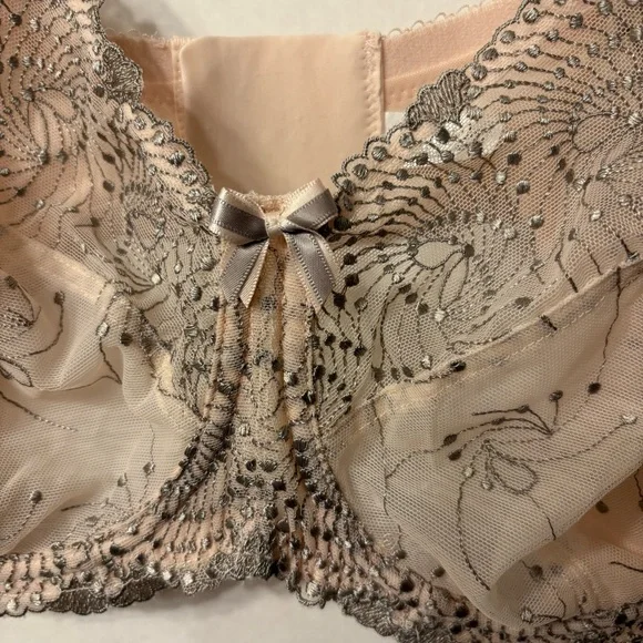 Fit Fully Yours Womens Nicole see -Thru Lace Bra Cloud Pink Size 36G - Picture 6 of 16